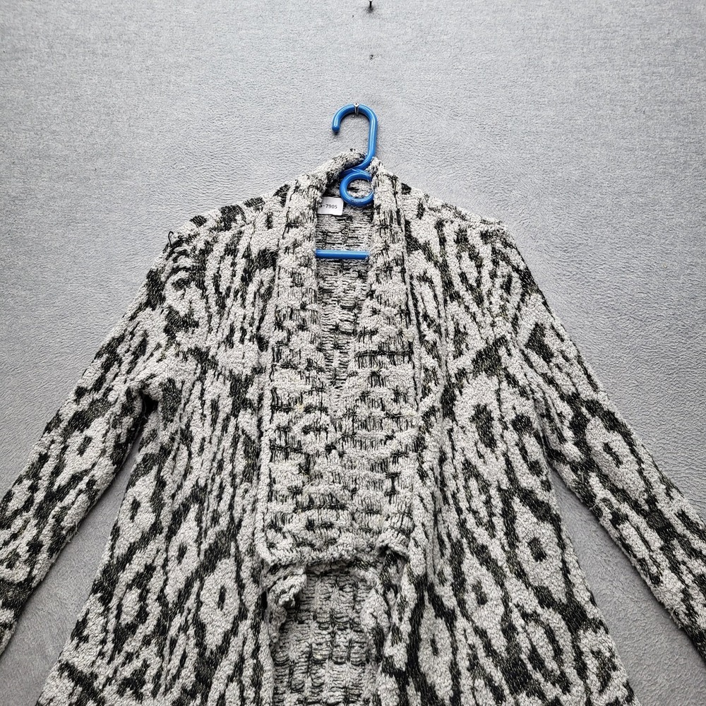 Lucky Brand Women Cardigan L‎ Black Geometric Metallic Aztec Coastal Grandmother - Picture 5 of 9